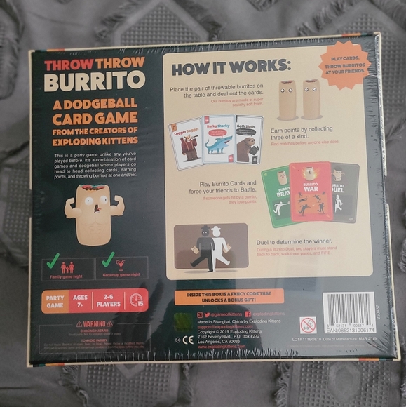 Throw Throw Burrito by Exploding Kittens A Dodgeball Party Game, Ages 7 & Up - Picture 2 of 3
